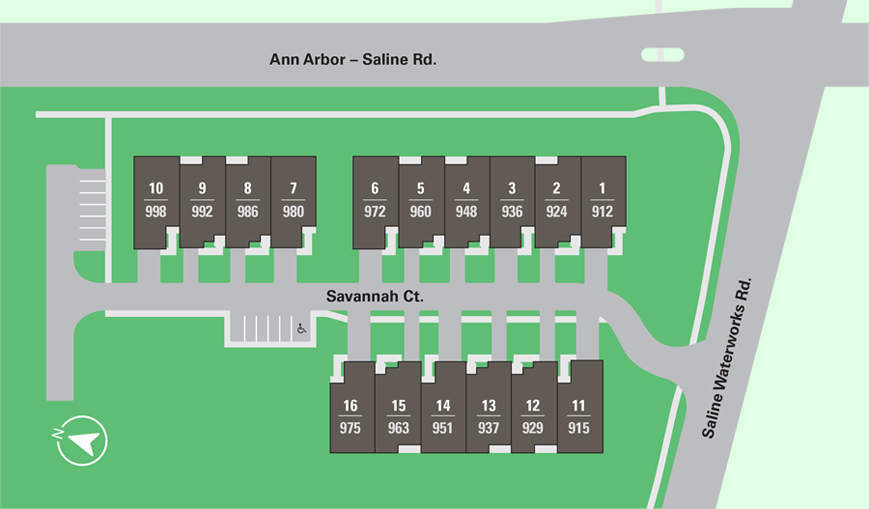 Layouts of Our Ranch-Style Apartments - Cascade Pointe of Saline - map